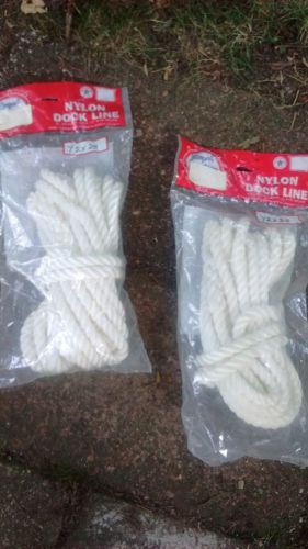 New 2 1/2" x 25' white nylon dock lines-new.