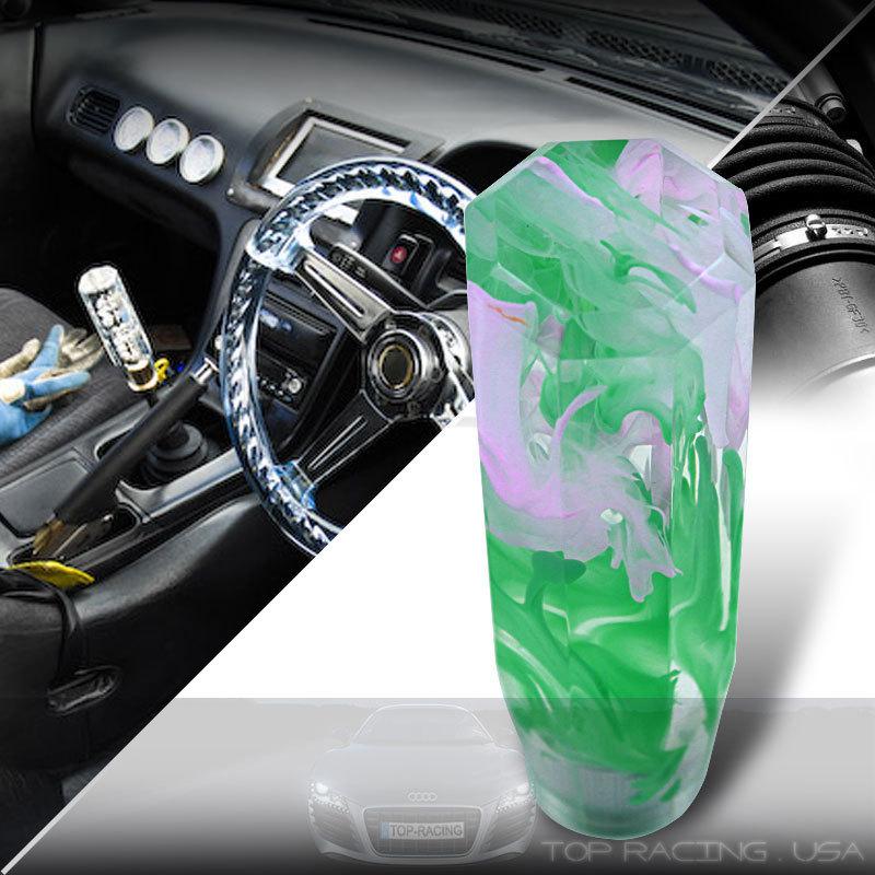 Universal 150mm crystal jdm/vip style fusion shifter shift knob stardust / green