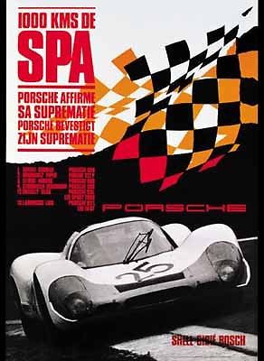 Porsche 908 wins 1000k of spa 1969 factory racing poster new