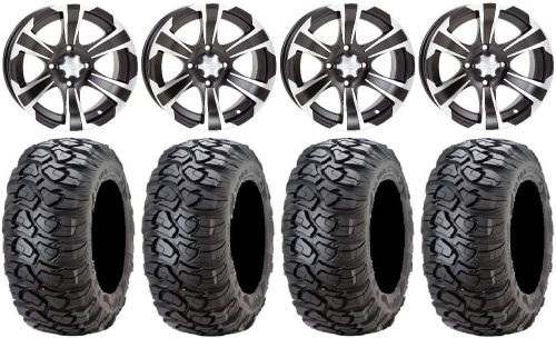 Itp ss312 black golf wheels 12" 23x10-12 ultracross tires ez-go &amp; club car