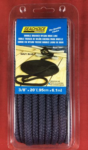 Dock line double braided nylon 3/8&#034; x 20&#039; navy blue seachoice 39841