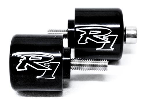 Black bar ends logo hand grip handlebar end caps for 1998-2012 yamaha yzf-r1
