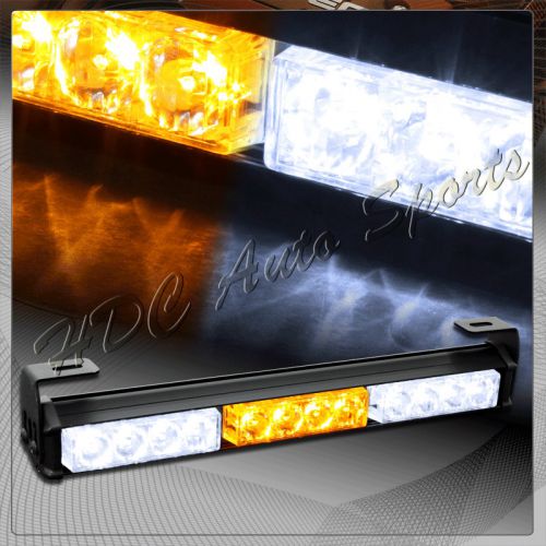 14" white &amp; amber led traffic emergency warn strobe flash light bar universal 3