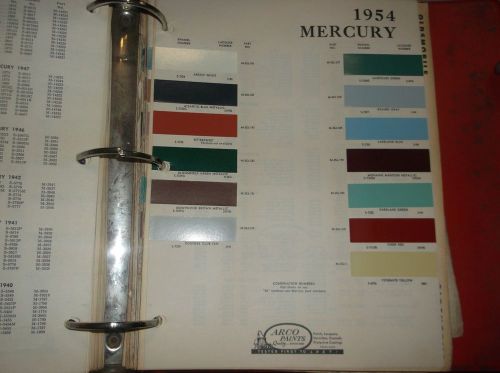 1954 mercury color chip sheet brochure