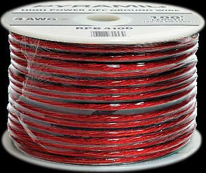 Power wire 4 ga. 100 ft. red gold series pyramid rpr4100 wire