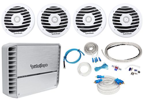 Rockford fosgate pm400x4 400w marine 4ch amplifier+4) 6.5&#034; boat speakers+amp kit