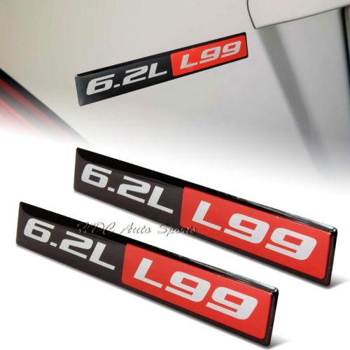 2 x universal red / black 6.2l l99 aluminum adhesive sticker decal emblem badge