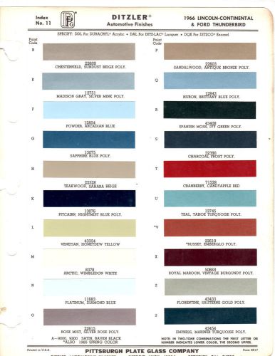 1966 ford thunderbird lincoln continental 66 paint chips ditzler 2