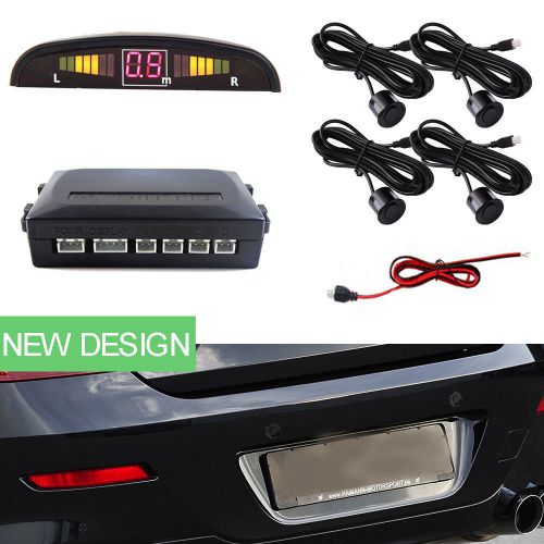 Auto led display parking sensor kit 4 sensors reverse backup radar systems black
