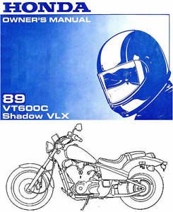 1989 honda vt600c shadow vlx motorcycle owners manual -shadow vlx-vt 600 c