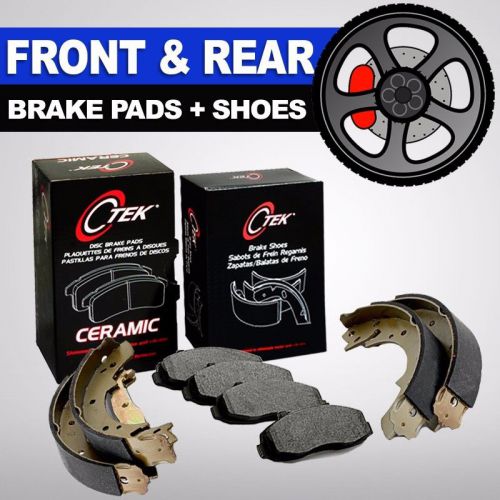 Front + rear ceramic brake pads + shoes 2 full sets chevrolet k1500 k2500, tahoe