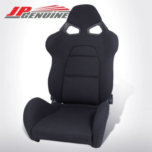 Jdm cuga style full reclinable bucket racing seats whole black cloth