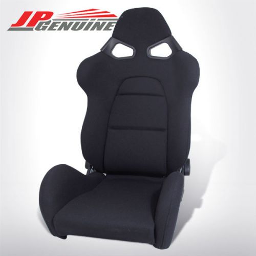 Purchase JDM CUGA STYLE FULL RECLINABLE BUCKET RACING SEATS WHOLE BLACK CLOTH in Rowland Heights