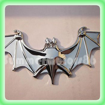 4.3&#034; cool metal flying bat badge sticker silver car logo emblem cool s36