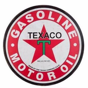 Texaco gas large 30&#039;&#039; metal petroleum signs vintage style fire chief man cave..