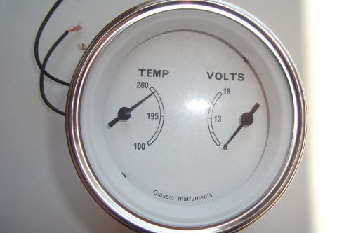New classic instruments,  cw 74 slf temp/volts, gauge  white, hot rod, street