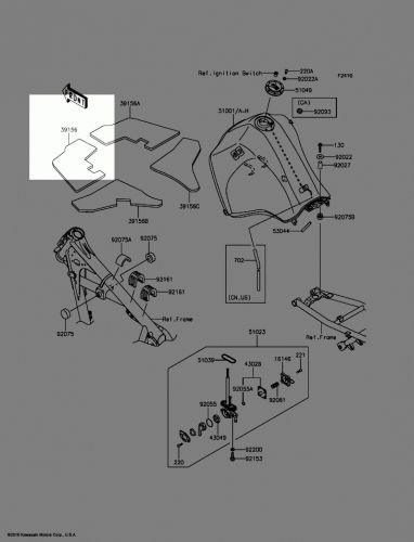 2016 kawasaki klr650 oem fuel tank: left hand front fuel tank pad
