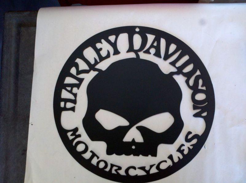 Harley skull sign - powder coated (flat black)