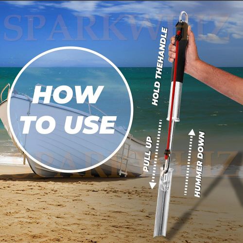 32'' Sand Spike Boat Anchor Pole w/ Hook for Shallow Water Shore, Beach, Sandbar, US $60.99, image 10