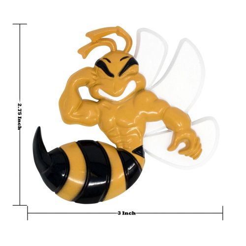 Angry bee emblem custom badge 3d decal sticker car truck suv - yellow left