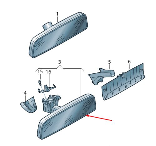 Volkswagen tiguan ad interior rear-view mirror 3g0857511n9b9 new original-