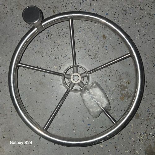 Boat 5 Spoke 13-1/2 Inch Destroyer Style Stainless Steel Steering Wheel with Cap, US $39.99, image 2