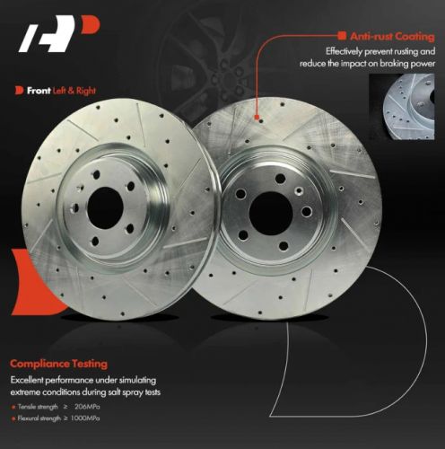 A-Premium 14.02 inch (356mm) 2-Pcs Front Drilled Brake Rotors, US $123.99, image 2
