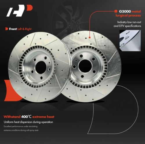 A-Premium 14.02 inch (356mm) 2-Pcs Front Drilled Brake Rotors, US $123.99, image 9