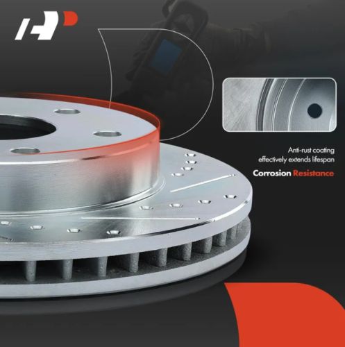 A-Premium 14.02 inch (356mm) 2-Pcs Front Drilled Brake Rotors, US $123.99, image 12