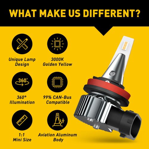 AUXITO H11 H8 LED Driving FOG Bulbs Light Kit Golden Headlamp Yellow, US $21.99, image 5