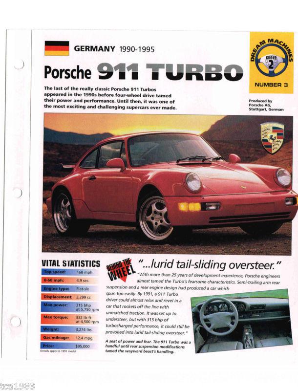 1990 / 1991 / 1992 PORSCHE 911 TURBO IMP Brochure, US $8.00, image 3