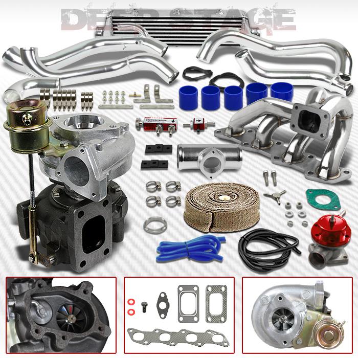Purchase T25/T28 8PC TURBO KIT WITH INTERCOOLER+MANIFOLD+WASTEGATE 95