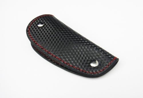 3d carbon fiber twill leather remote smart key chain fob holder sport red stitch