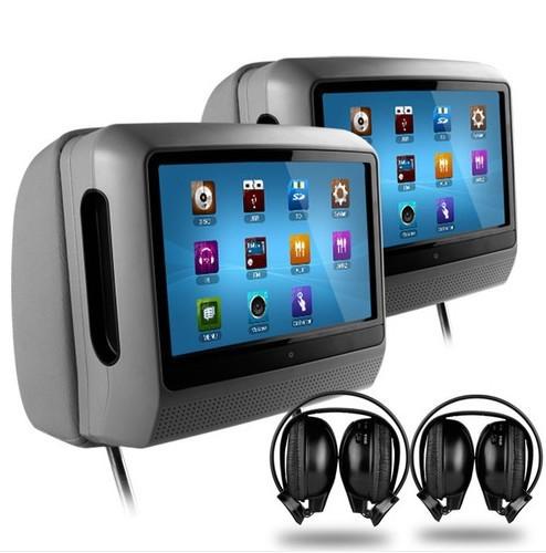 9'' hd car auto headrest dvd player touchscreen + av monitor + headset 3 colors