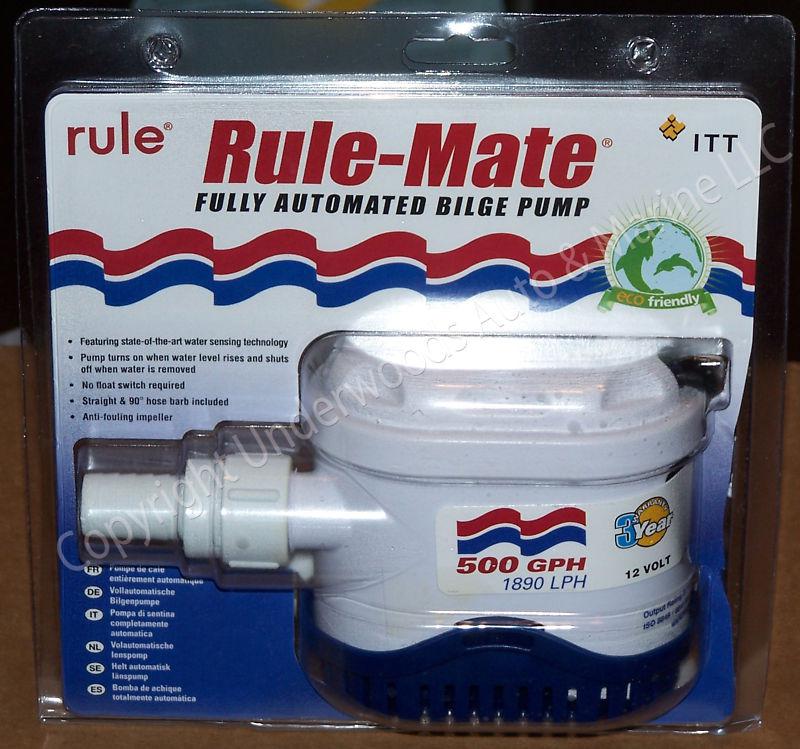 Rule mate 500 gph automatic 12v bilge pump 3/4" 