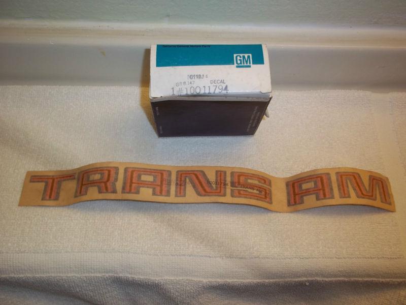 1979-80-81 pontiac trans am decals gm nos pontiac fender decal trans am
