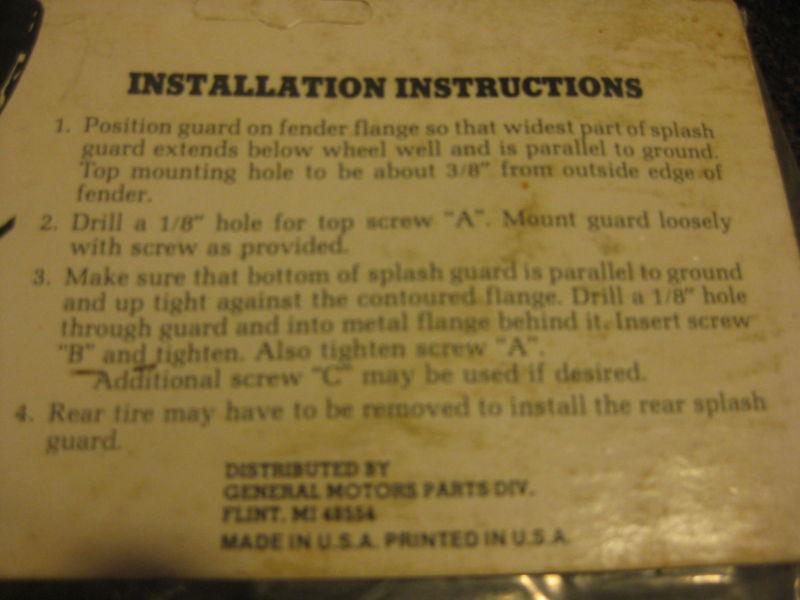 1962-79 Chevy Nova GM NOS Mud Flaps, US $80.00, image 3