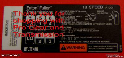 Fuller transmission 13 speed shift pattern rtoo rtoof