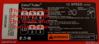 Fuller transmission 13 Speed shift pattern RTOO RTOOF, US $21.99, image 5