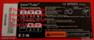 Fuller transmission 13 Speed shift pattern RTOO RTOOF, US $21.99, image 6