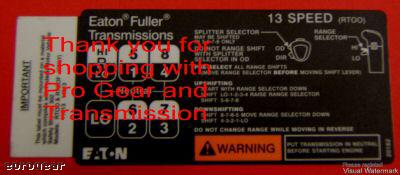 Fuller transmission 13 Speed shift pattern RTOO RTOOF, US $21.99, image 7