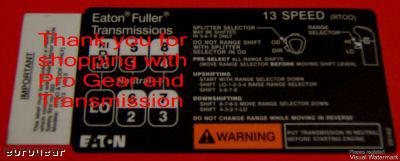 Fuller transmission 13 Speed shift pattern RTOO RTOOF, US $21.99, image 10