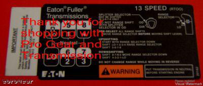Fuller transmission 13 Speed shift pattern RTOO RTOOF, US $21.99, image 11