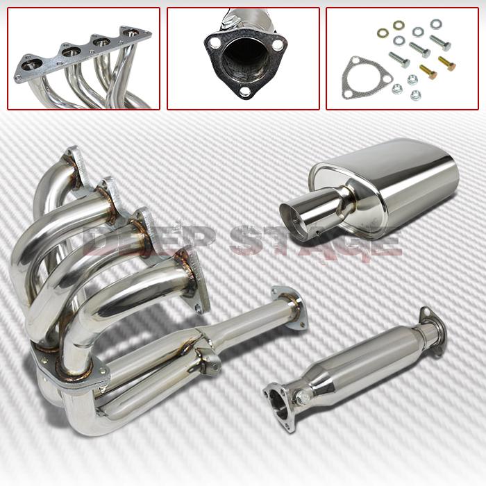 4-2-1 exhaust manifold header+pipe+2.5" oval muffler 90-91 acura integra gs/rs