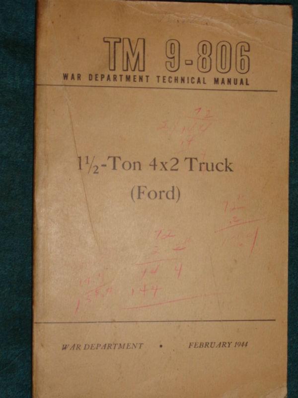1944 FORD TRUCK 1 1/2 TON 4X2 ARMY OWNER'S MAINTENANCE MANUAL / ORIGINAL BOOK , US $74.50, image 2