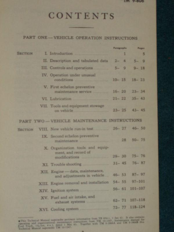 1944 FORD TRUCK 1 1/2 TON 4X2 ARMY OWNER'S MAINTENANCE MANUAL / ORIGINAL BOOK , US $74.50, image 3