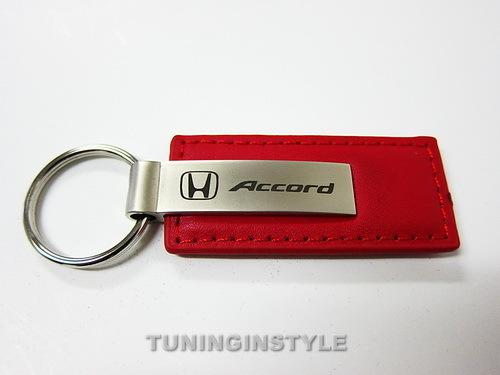 Honda accord red leather keychain official licensed laser engraved new