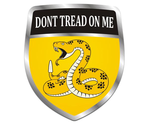 Gadsden flag shield decal 5"x4.3" dont tread on me usa sticker zu1