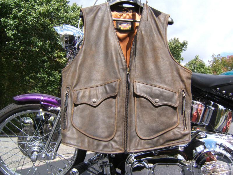 Harley davidson billings leather vest xx-l springer ultra  softail roadking