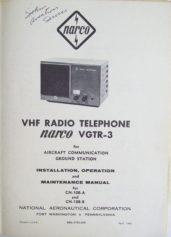 Original Narco 1965 VGTR-3, VT-4 Maintenance Manual, US $25.00, image 2